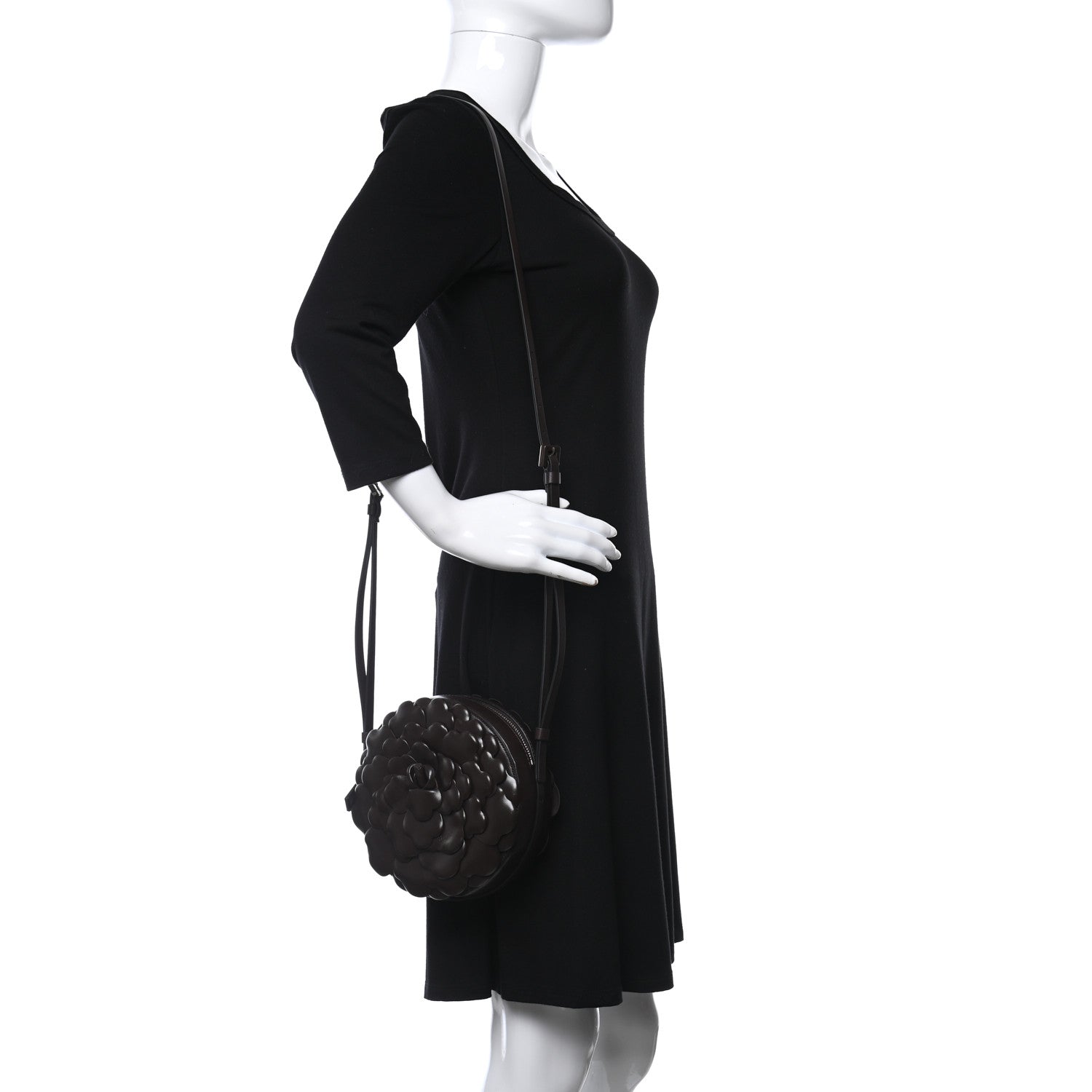 Valentino Garavani Nappa Atelier 03 Rose Edition Round Crossbody Bag Bitter Chocolate 3 of 9