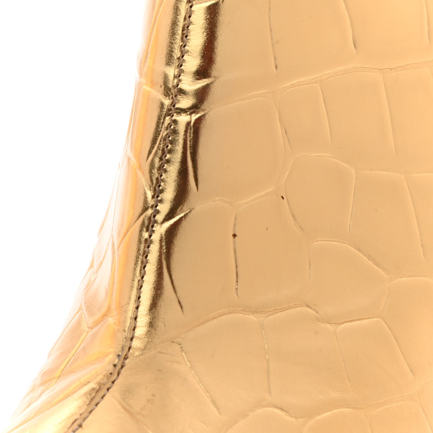 Chanel Calfskin Crocodile Embossed Cap Toe Ankle Boots 39 Gold 11 of 13
