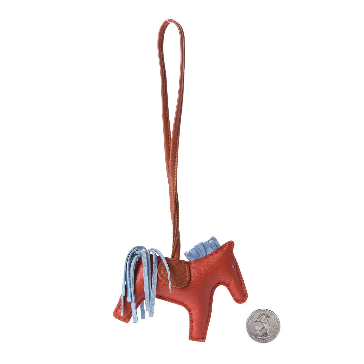 Hermes Milo Lambskin Grigri Rodeo Horse Bag Charm PM Capucine Celeste Cornaline 2 of 4