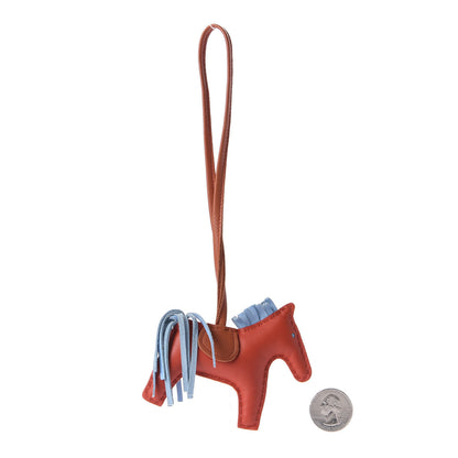 Hermes Milo Lambskin Grigri Rodeo Horse Bag Charm PM Capucine Celeste Cornaline 2 of 4