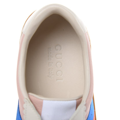Gucci Calfskin Suede Web Mens G74 Sneakers 5 Oatmeal Soft Rose 7 of 9