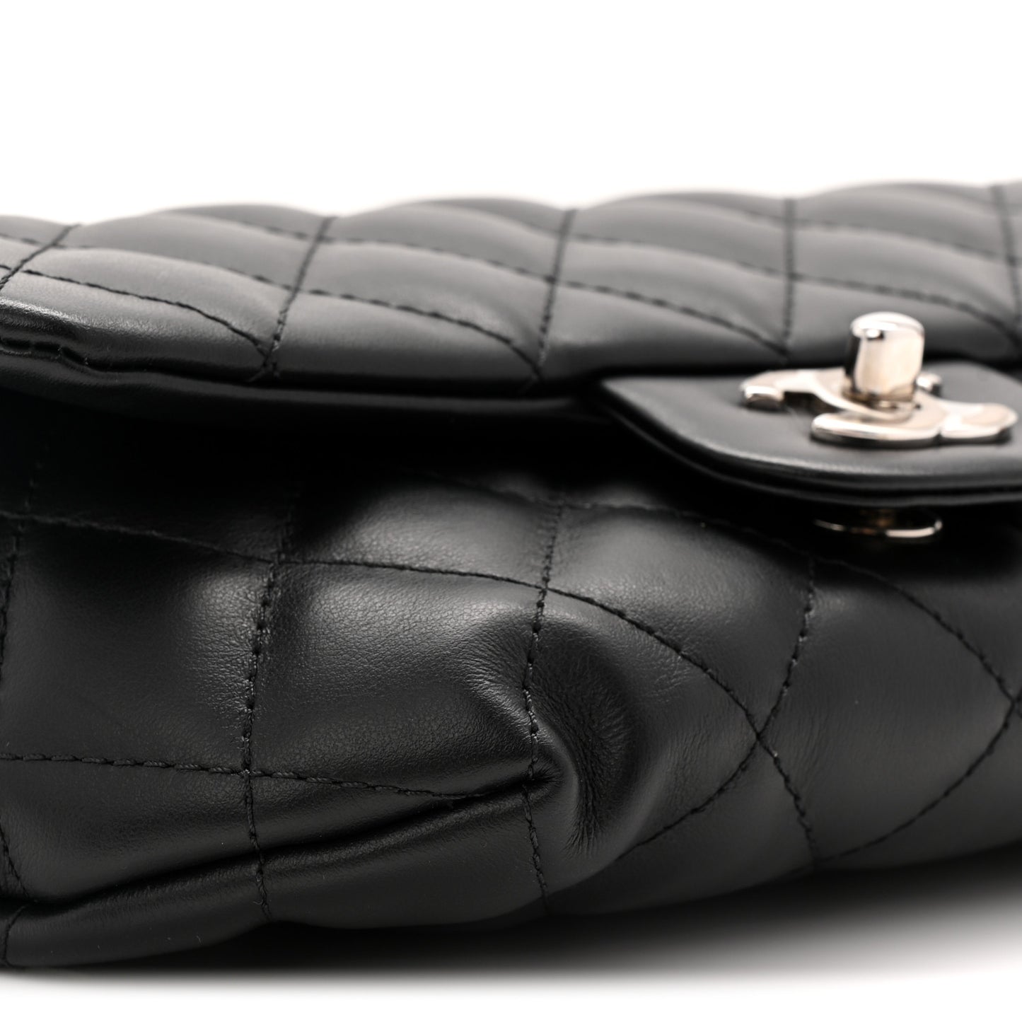 Calfskin Quilted CC Uniform Flap Belt Bag Black