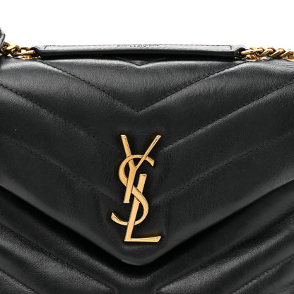 Saint Laurent Calfskin Y Quilted Monogram Small Loulou Chain Satchel Black Black 9 of 14