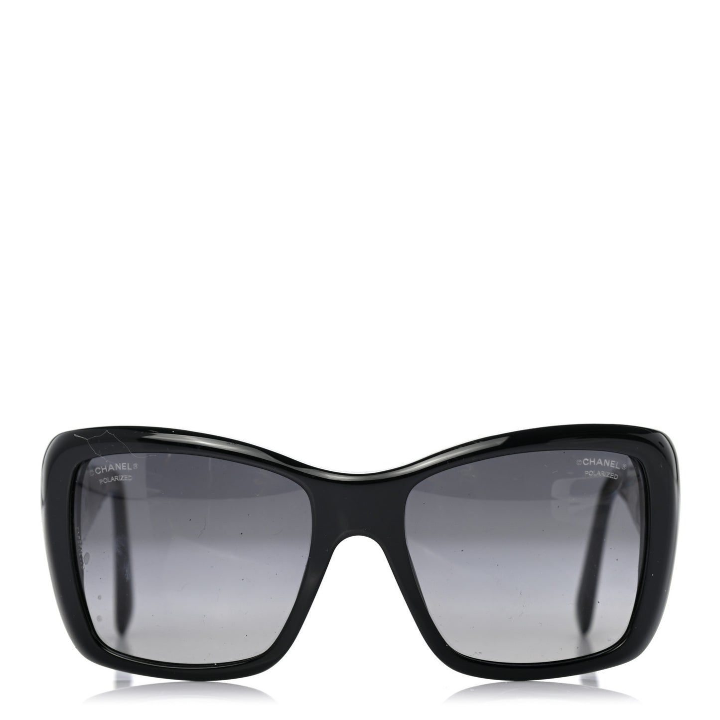 Crystal Polarized CC Square Sunglasses 5301-B Black