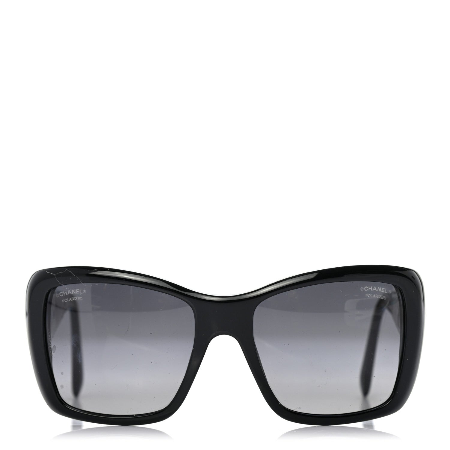 Chanel Crystal Polarized CC Square Sunglasses 5301-B Black 2 of 8