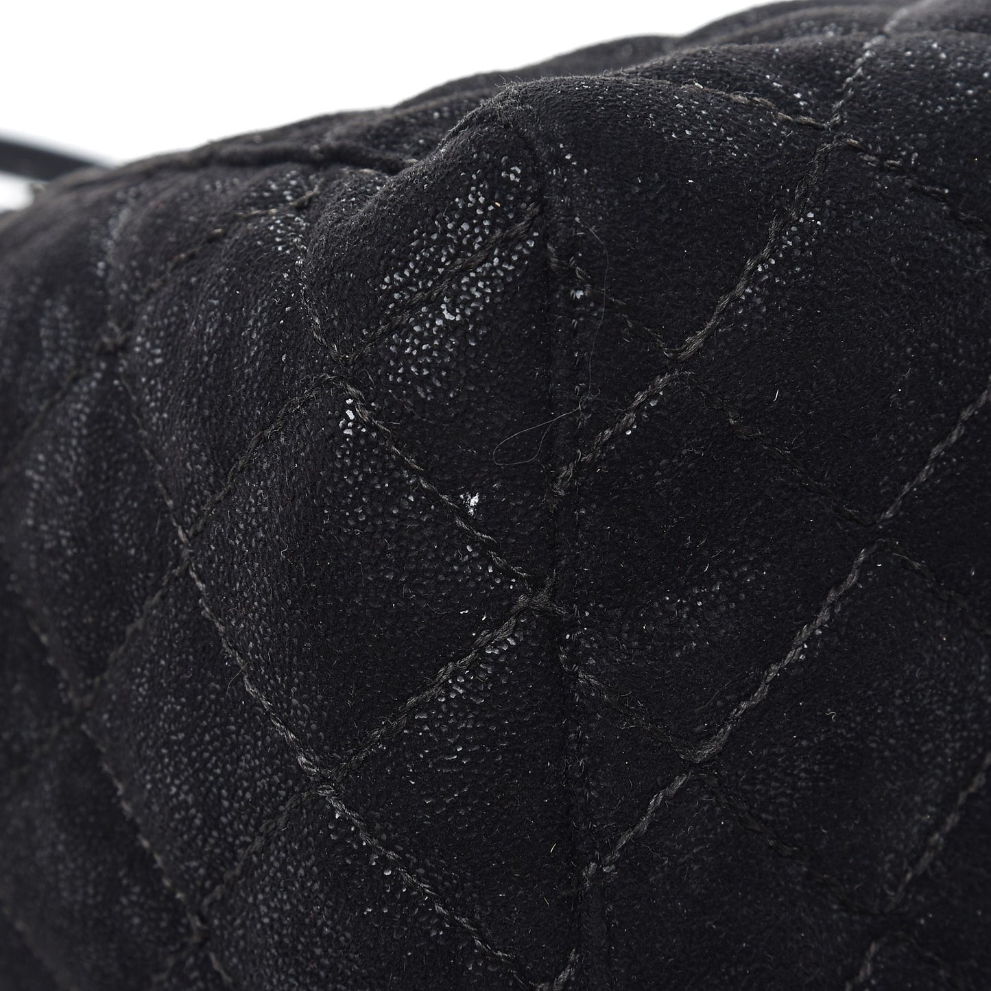 Shaggy Deer Quilted Falabella Shopper Tote Black