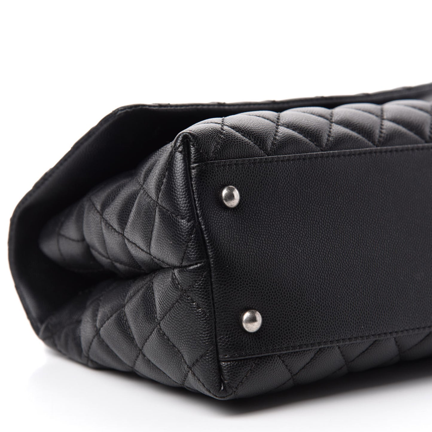Caviar Lizard Quilted Small Coco Handle Flap Black