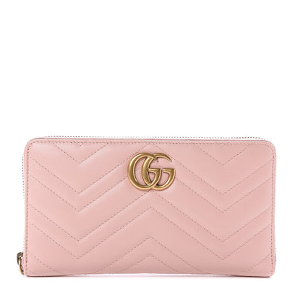 Gucci Calfskin Matelasse GG Marmont Zip Around Organizer Wallet Perfect Pink 1 of 7