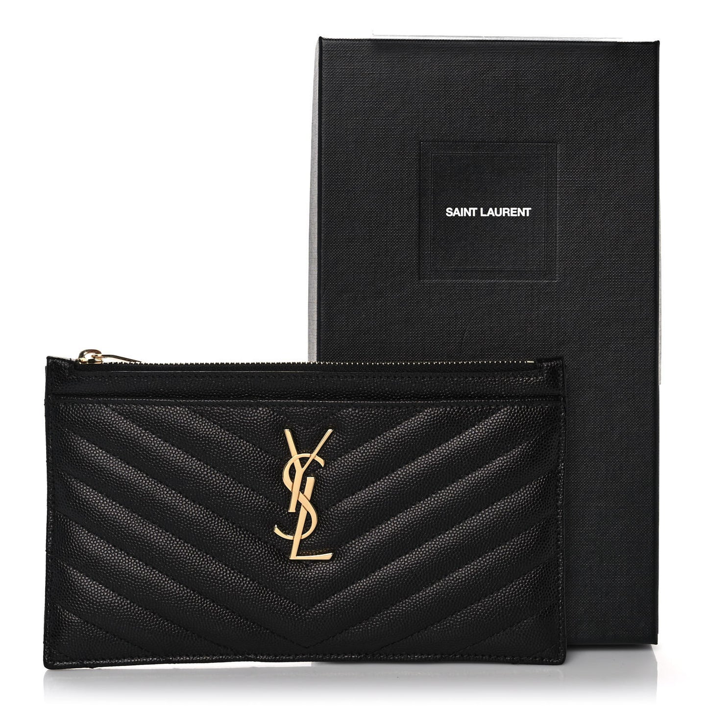 Grain De Poudre Chevron Monogram Large Bill Pouch Black