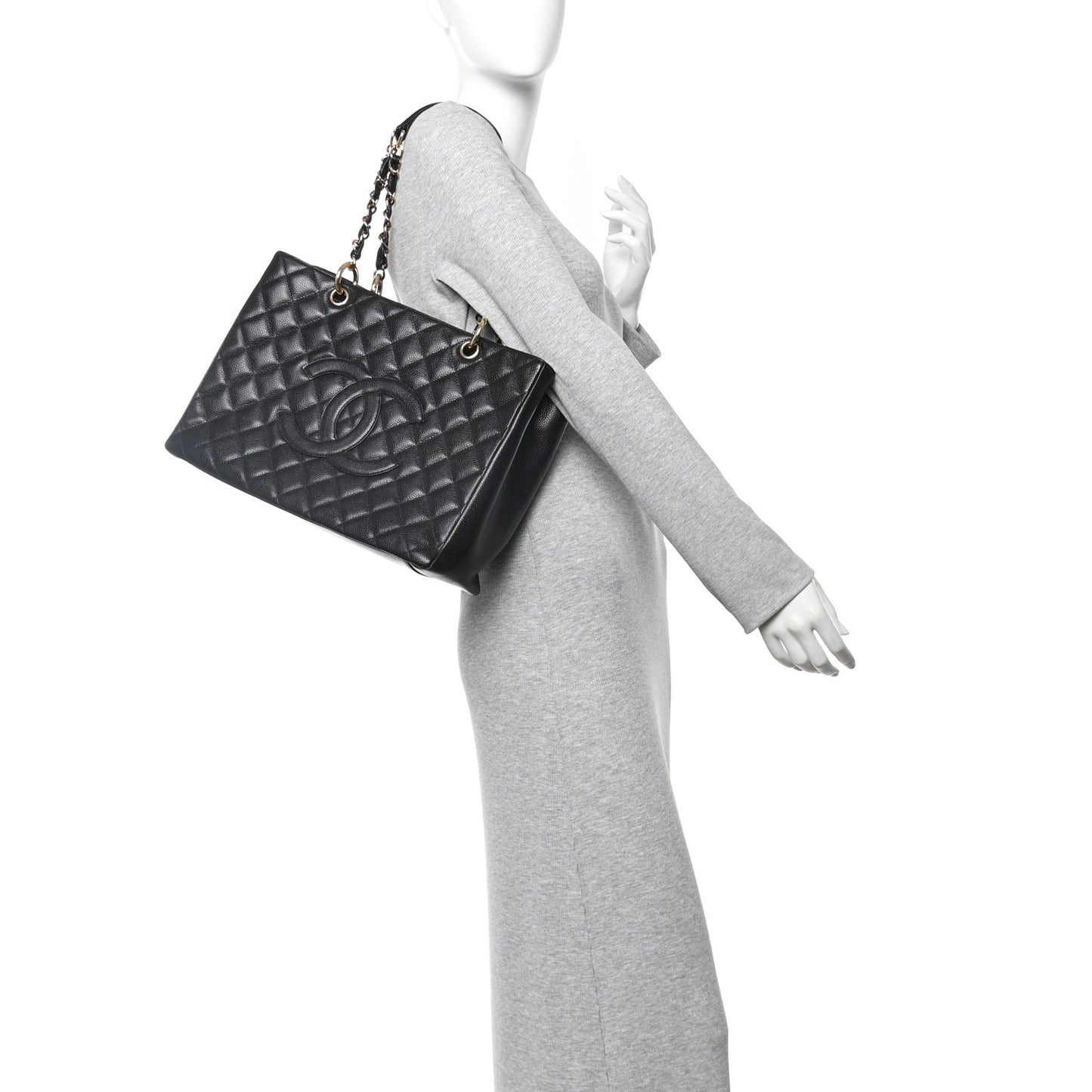 Caviar Quilted Grand Shopping Tote GST Black