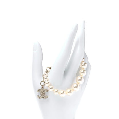 Chanel Graduated Pearl Crystal CC Bracelet Gold 3 of 6
