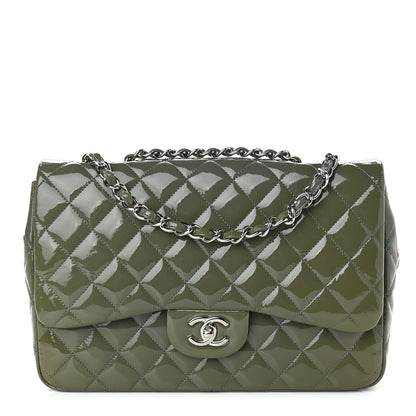 Chanel Patent Quilted Jumbo Single Flap Grey 1 of 10