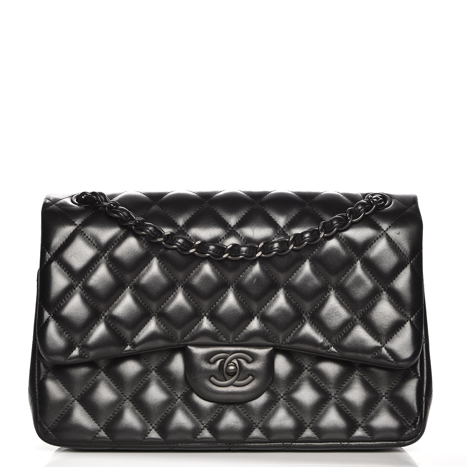 Chanel Lambskin Quilted Jumbo Double Flap So Black 1 of 8