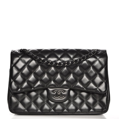 Chanel Lambskin Quilted Jumbo Double Flap So Black 1 of 8
