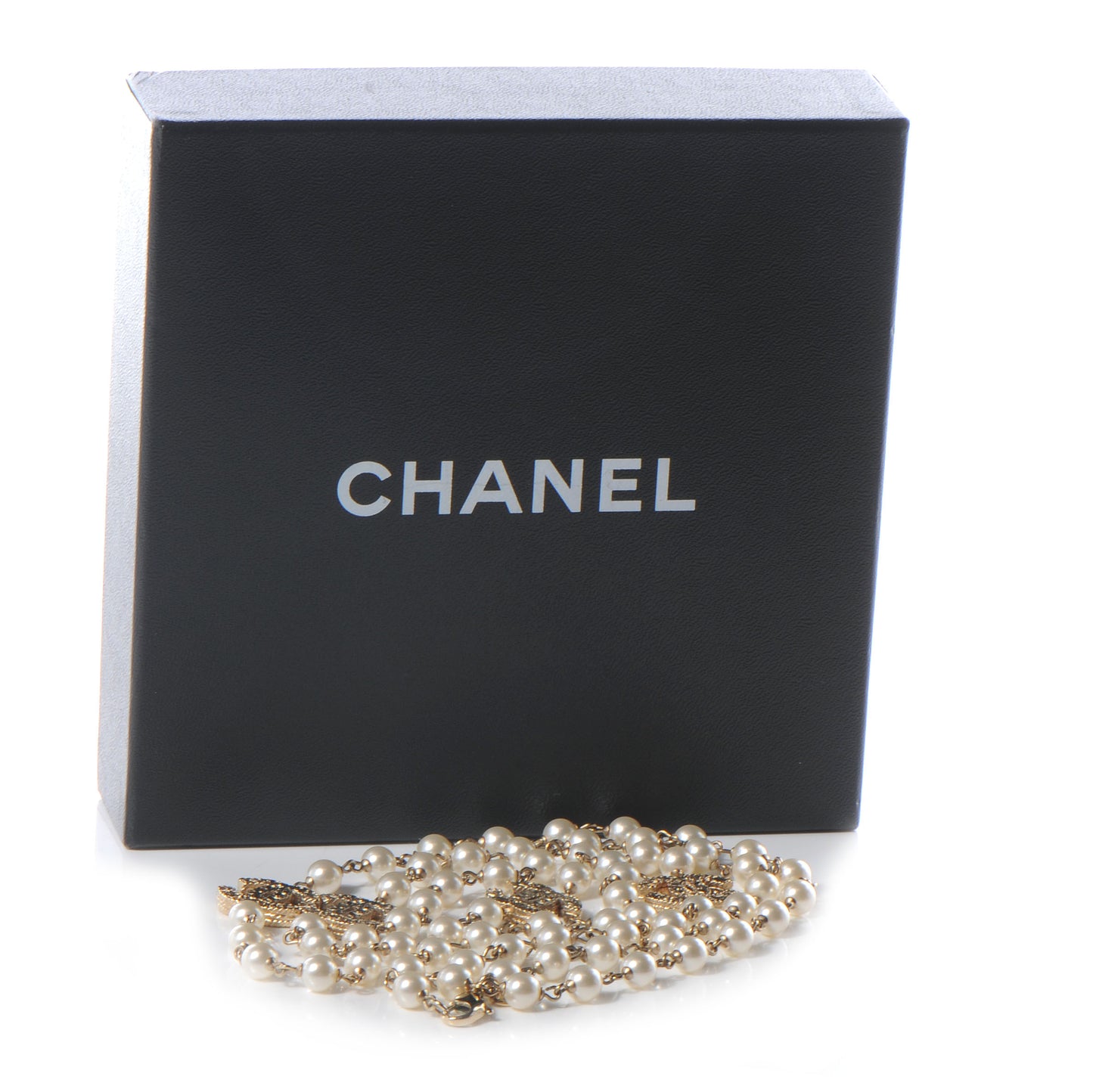 Pearl CC Long Necklace Gold