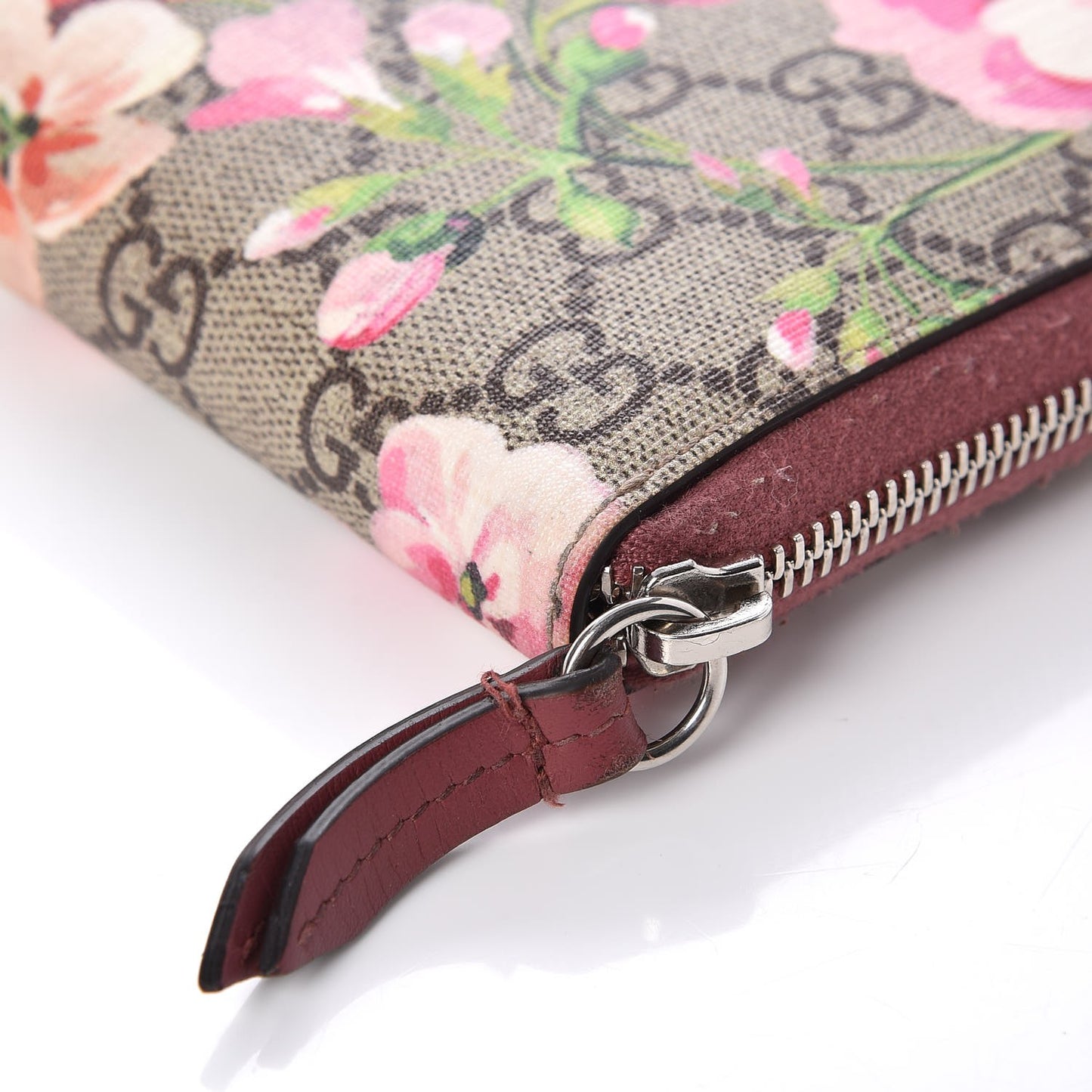 GG Supreme Monogram Blooms Zip Around Wallet Beige Multicolor Dry Rose