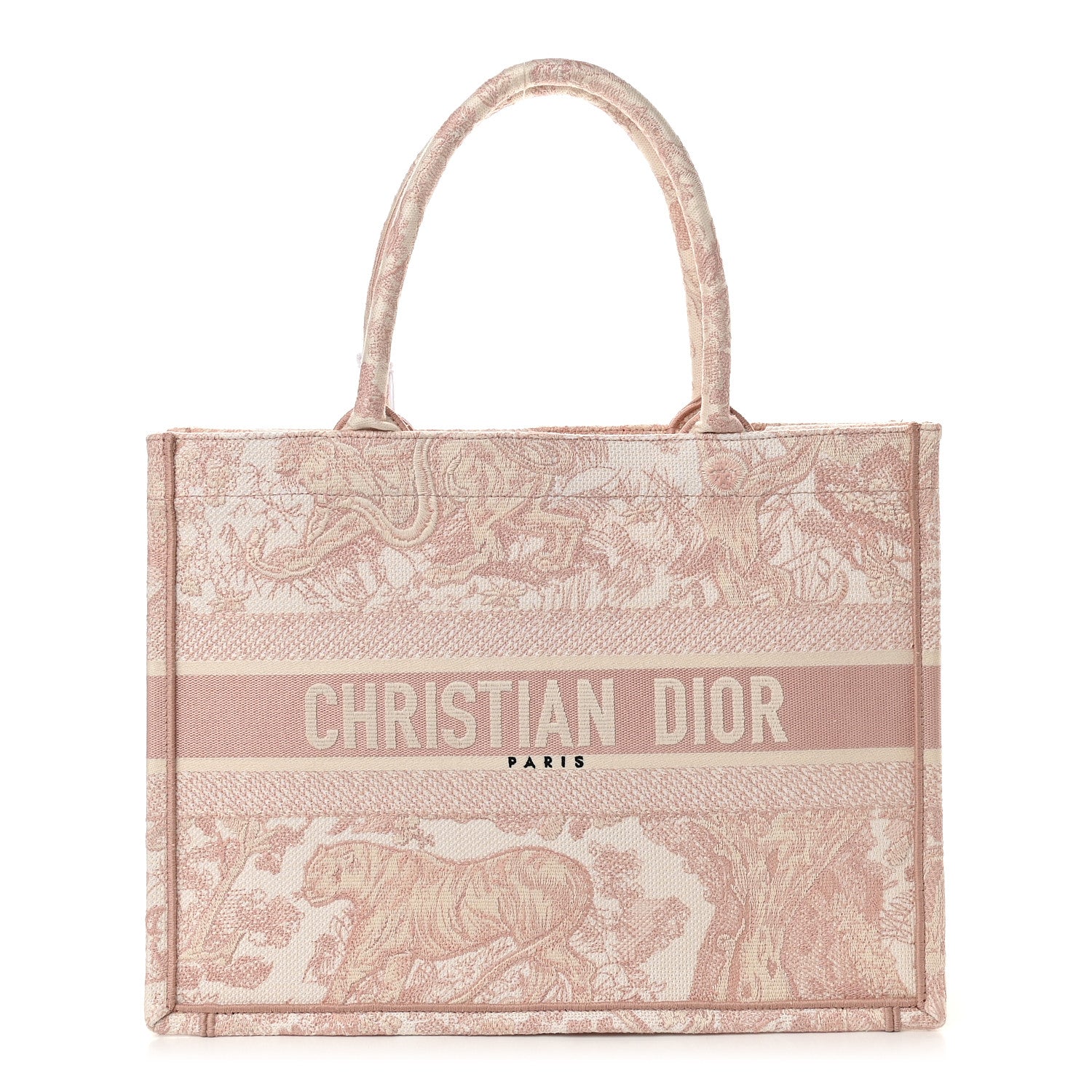 Christian Dior Canvas Toile De Jouy Embroidered Medium Book Tote Pink 1 of 9