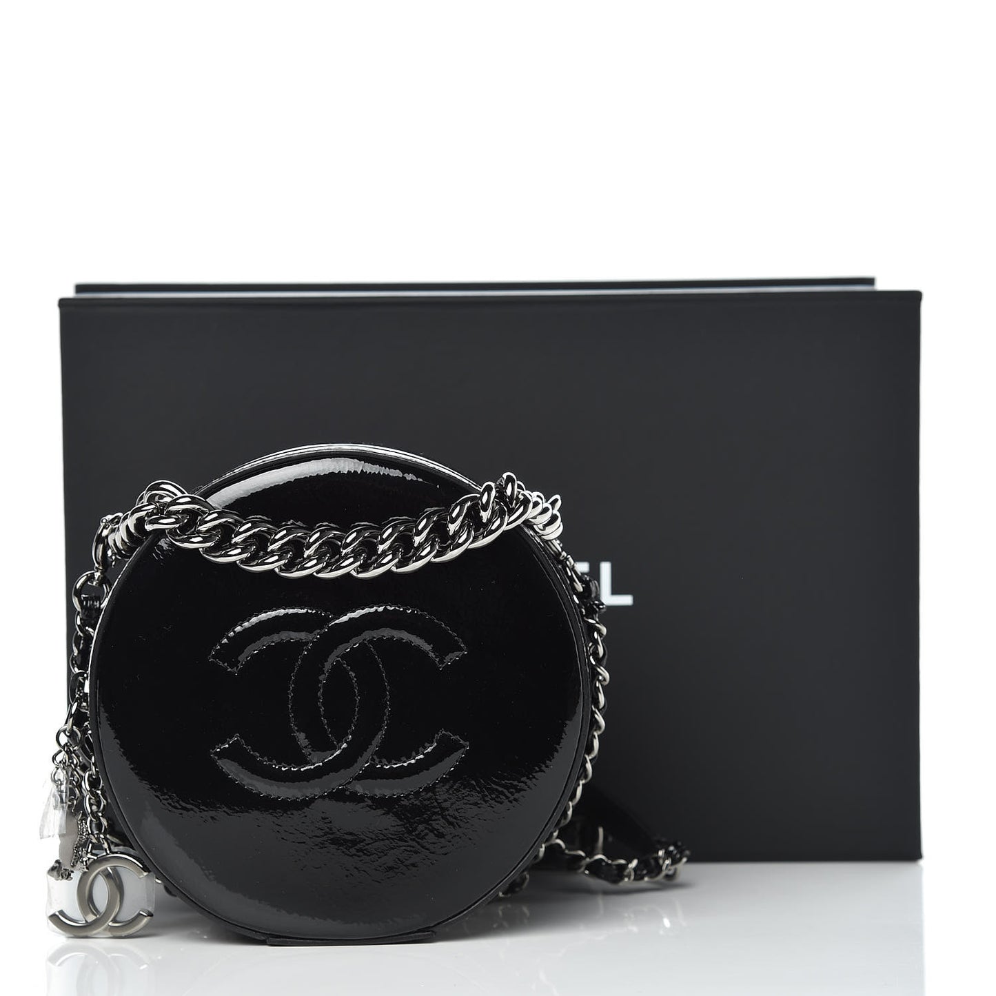 Patent Round As Earth Evening Bag Black