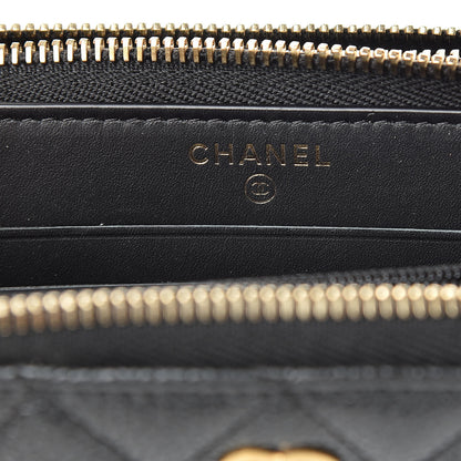 Chanel Caviar Quilted Large Gusset Double Zip Around Wallet Black 7 of 9
