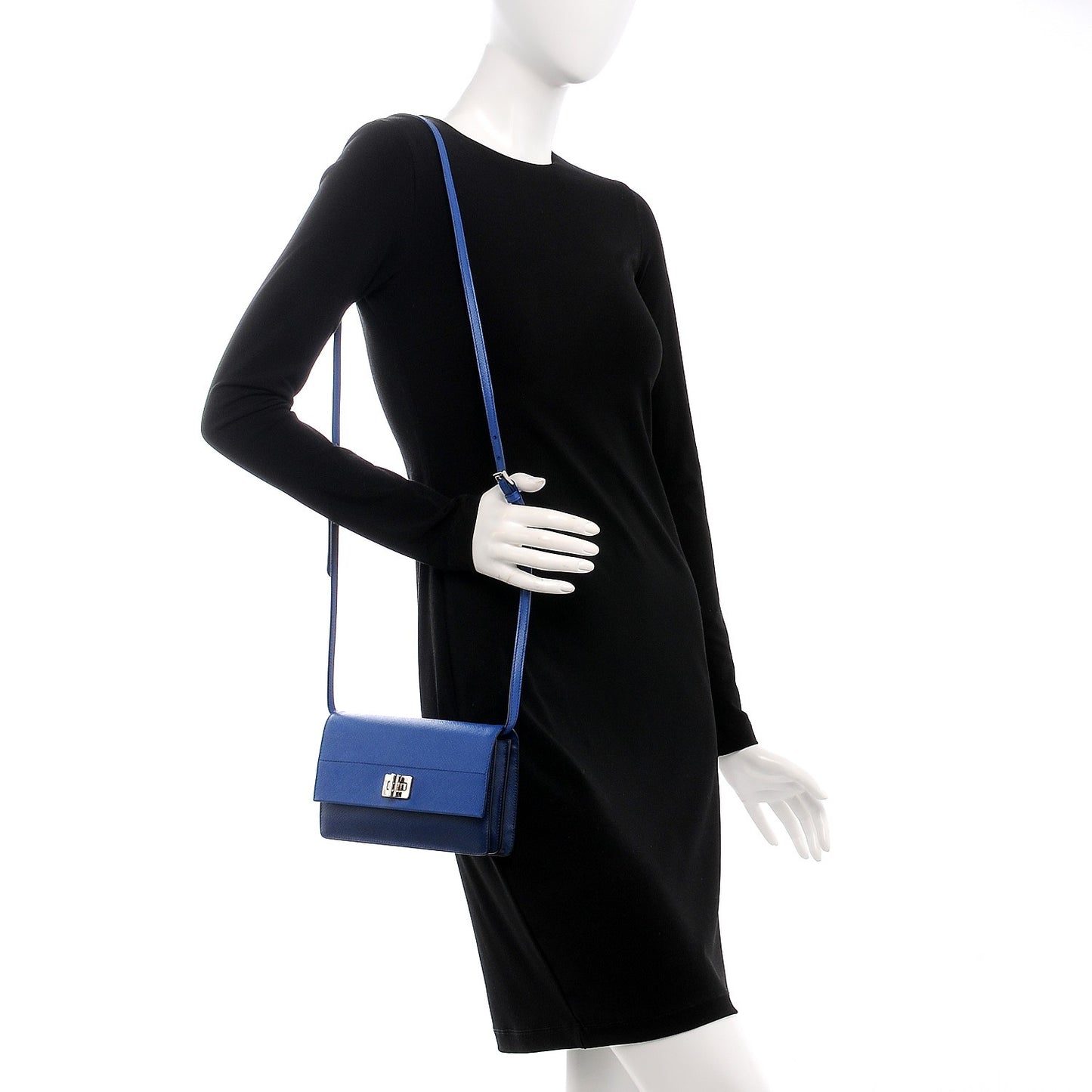 Saffiano Lux Flap Crossbody Bleuette Azzurro