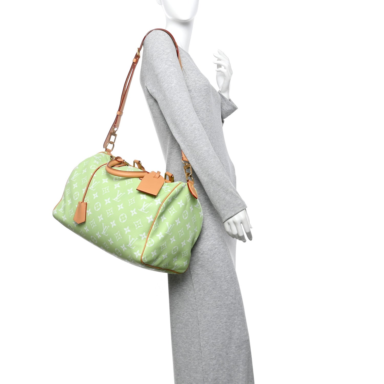 Louis Vuitton Calfskin Monogram Speedy P9 Bandouliere 40 Frozen Lime 2 of 12