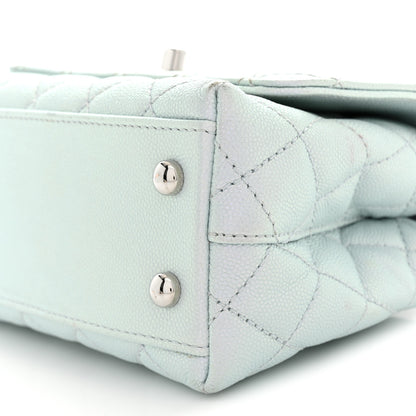 Chanel Iridescent Caviar Quilted Extra Mini Coco Handle Flap Light Blue 10 of 11