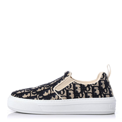 Christian Dior Canvas Oblique Embroidered Womens Solar Slip On Sneakers 38 Deep Blue 1 of 4