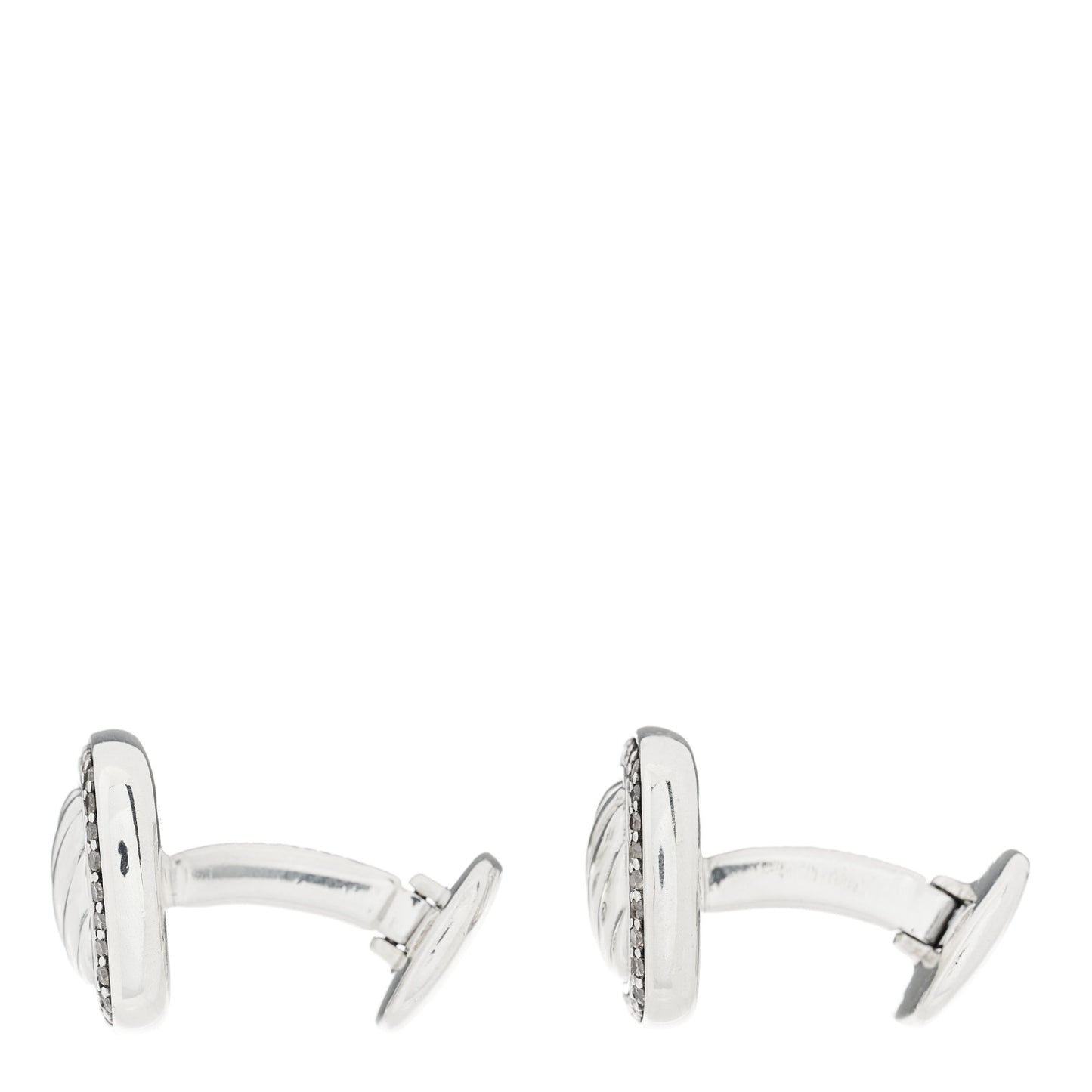 Sterling Silver Cognac Diamond Cable Cufflinks