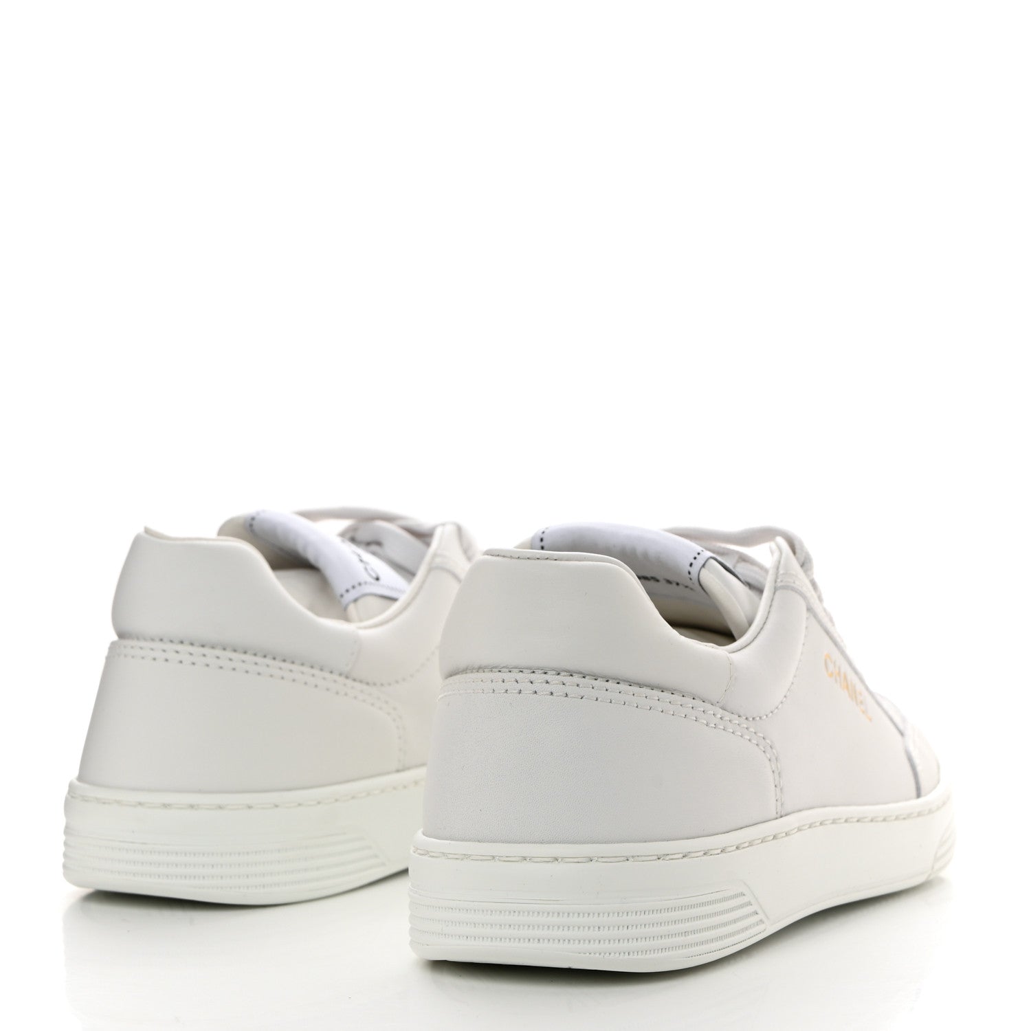 Chanel Calfskin Womens CC Logo Sneakers 37.5 White 4 of 10
