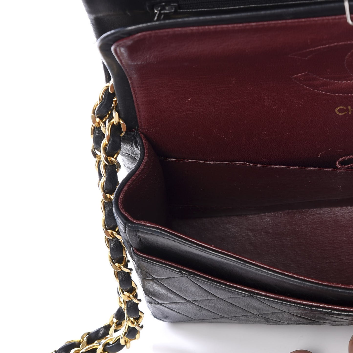 Lambskin Quilted Medium Double Flap Black