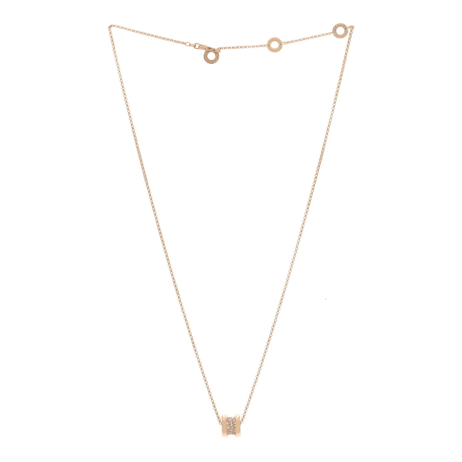 Bulgari 18K Yellow Gold Diamond Small B.Zero1 Pave Pendant Necklace 3 of 5