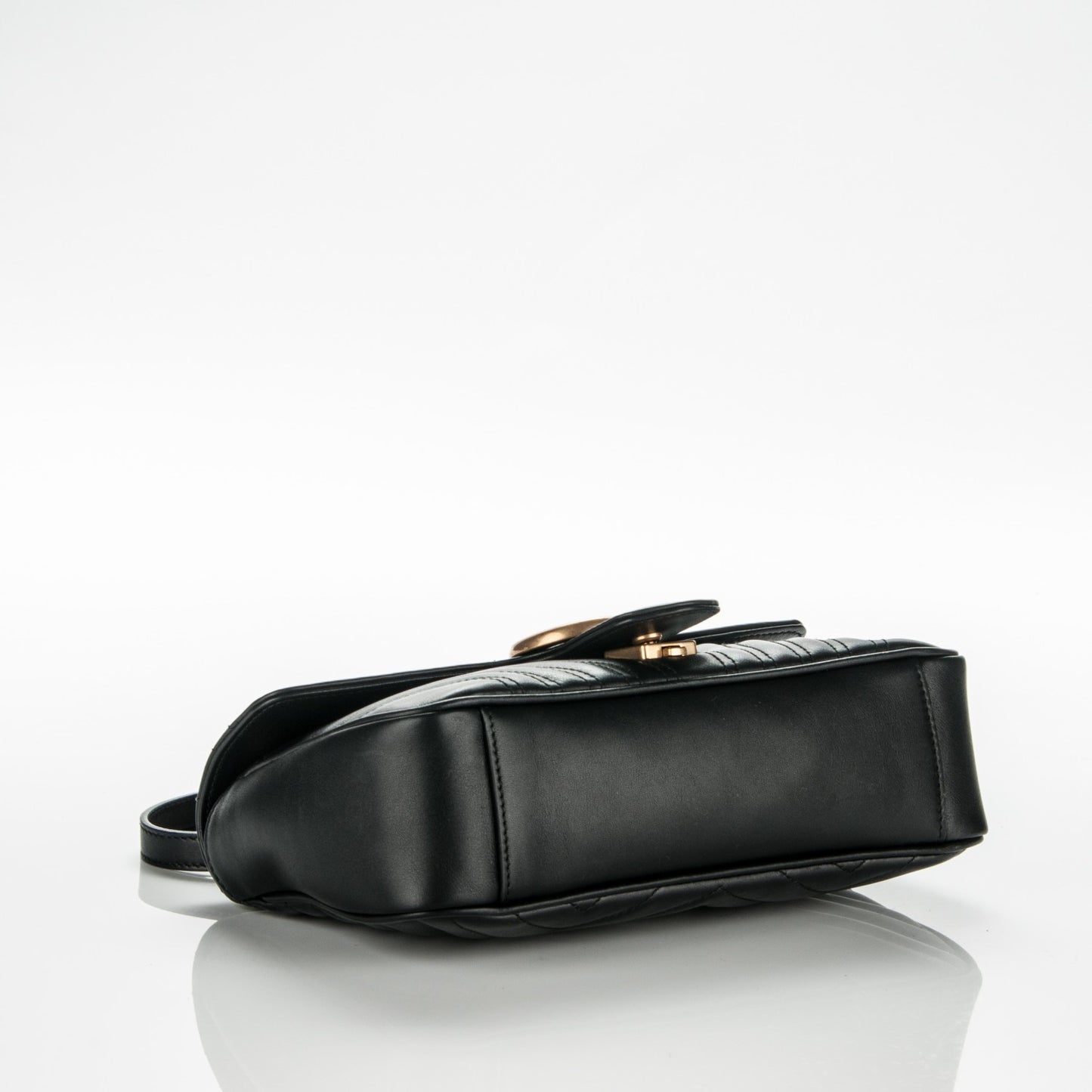 Calfskin Matelasse Small GG Marmont Shoulder Bag Black