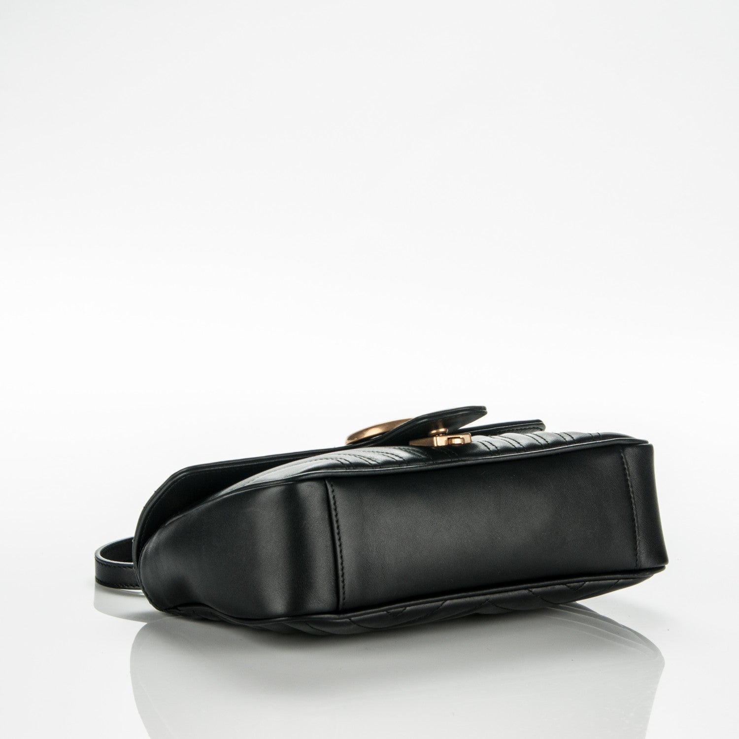 Gucci Calfskin Matelasse Small GG Marmont Shoulder Bag Black 4 of 7