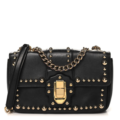 Dolce & Gabbana Calfskin Lucia Studded Chain Shoulder Bag Black 1 of 9