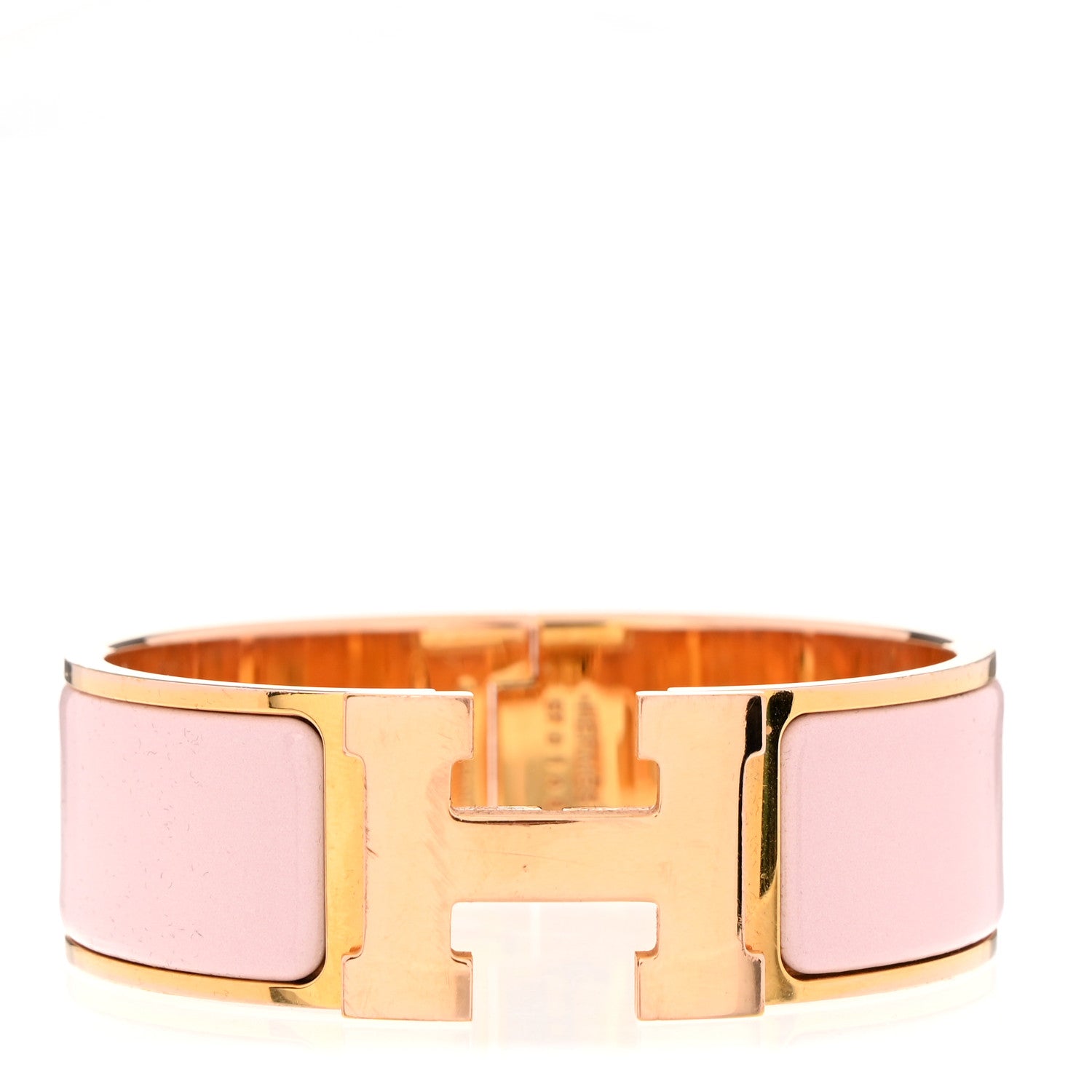 Hermes Enamel Wide Clic Clac H PM Bracelet Rose Candeur 1 of 6