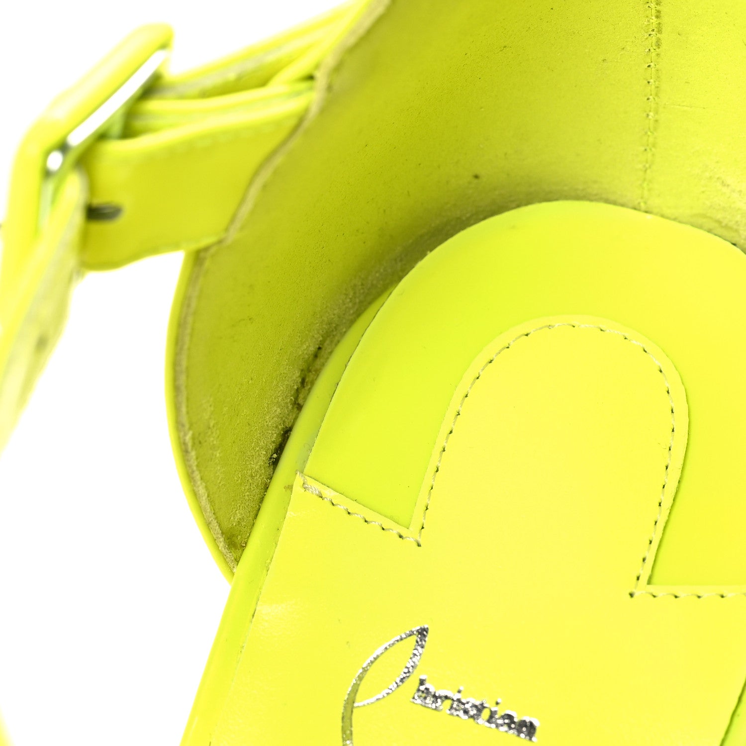 Christian Louboutin Patent Perle Meduzette 100 Lug Sole Sandals 39.5 Fluo Yellow 8 of 9