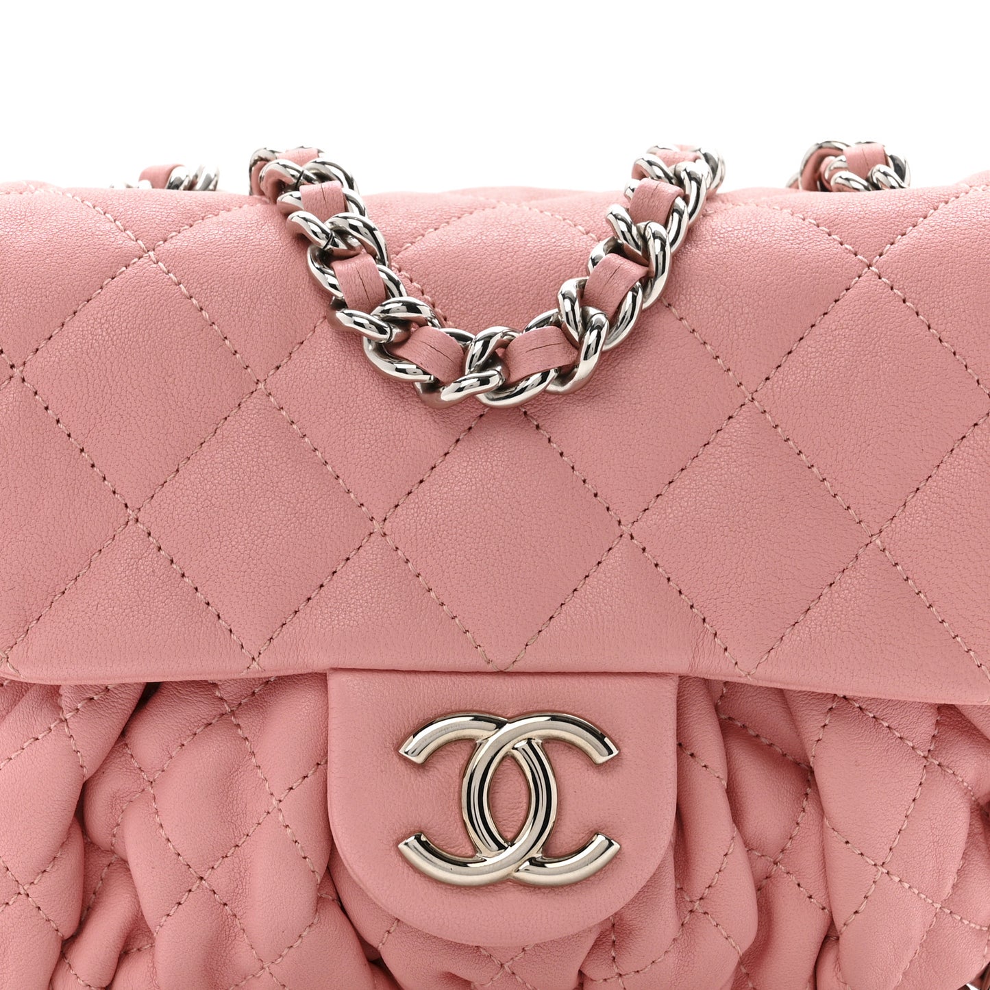 Washed Lambskin Quilted Mini Chain Around Messenger Pink