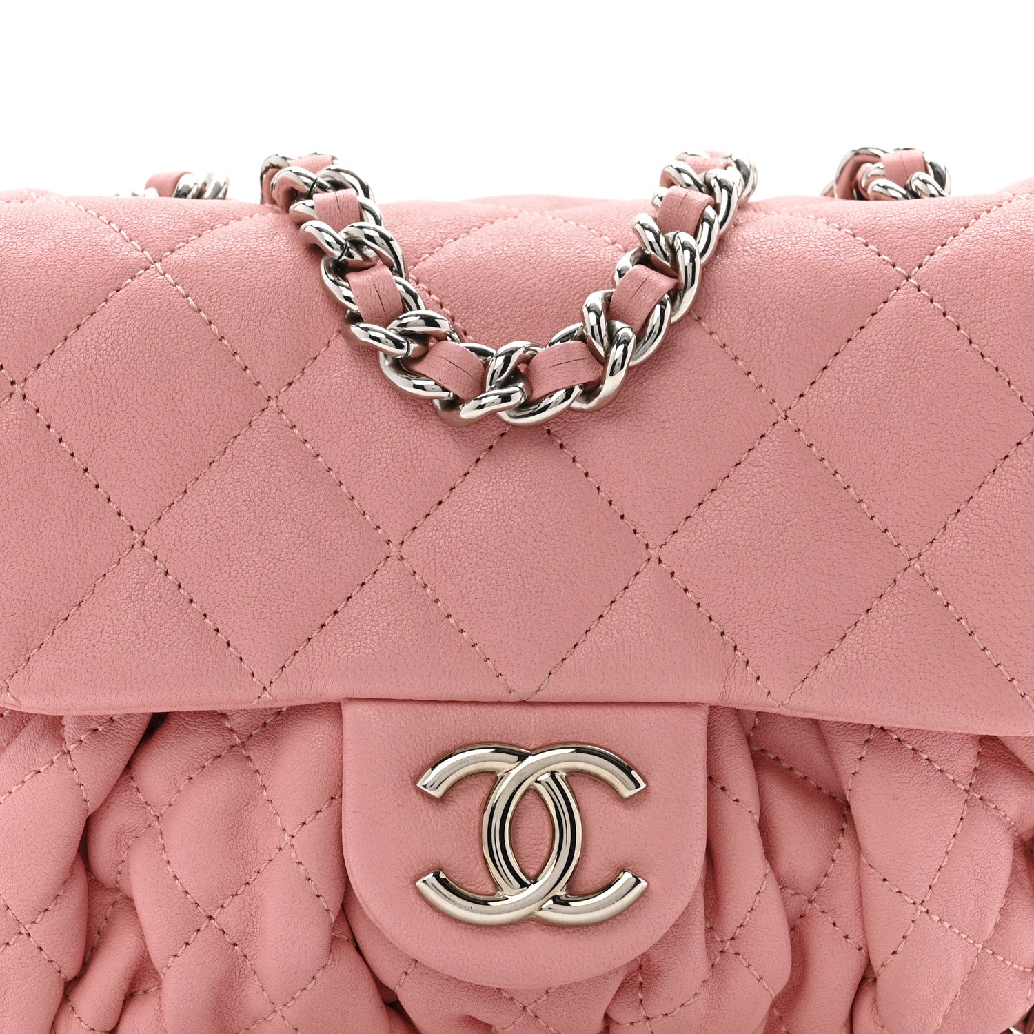 Chanel Washed Lambskin Quilted Mini Chain Around Messenger Pink 8 of 12