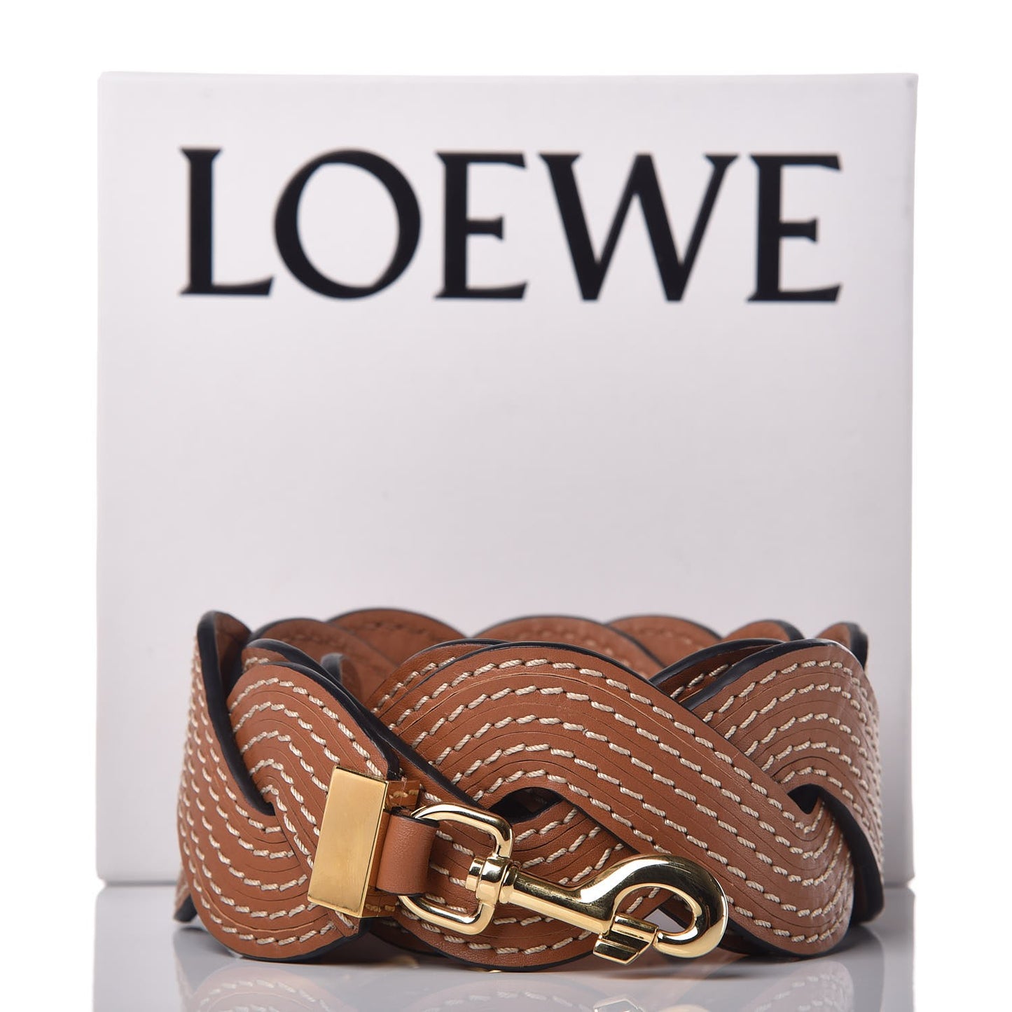 Calfskin Wavy Stitches Strap Tan