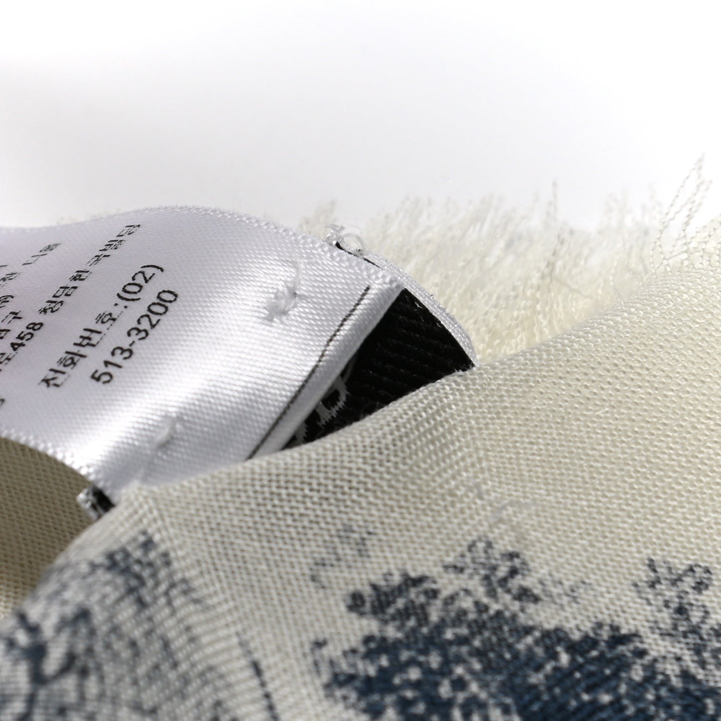 Wool Cashmere Silk Toile De Jouy Stole Blue