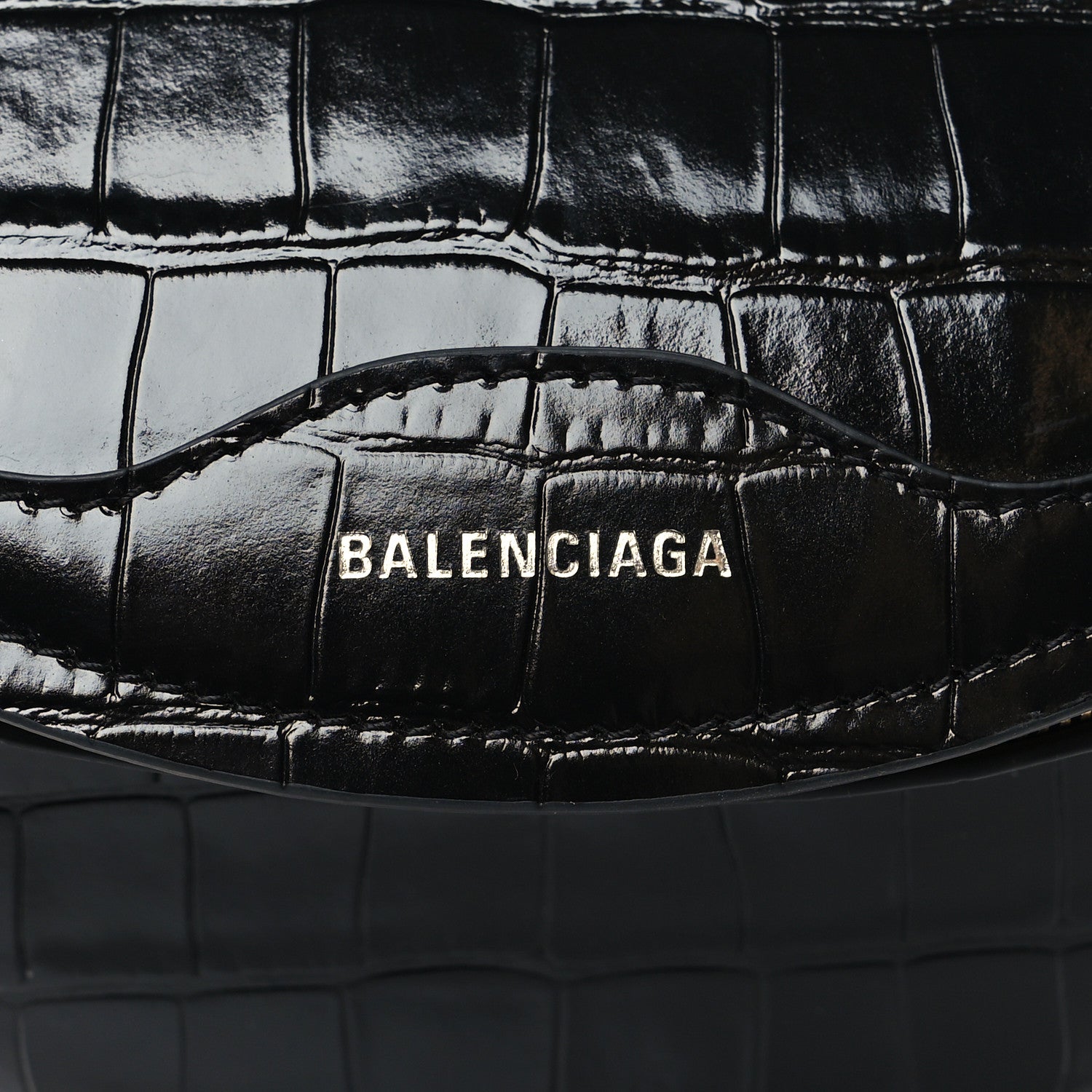 Balenciaga Calfskin Crocodile Embossed Souveniers Charms Belt Bag Black 7 of 10
