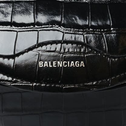 Balenciaga Calfskin Crocodile Embossed Souveniers Charms Belt Bag Black 7 of 10