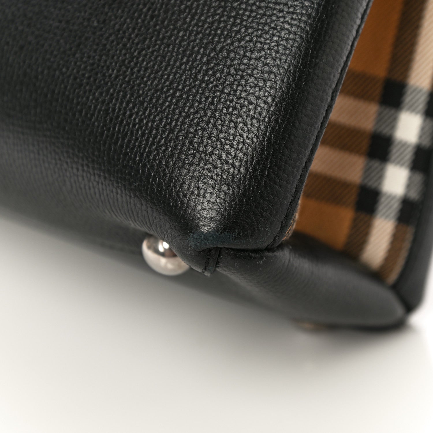 Burberry Grainy Calfskin House Check Small Banner Tote Black 13 of 19