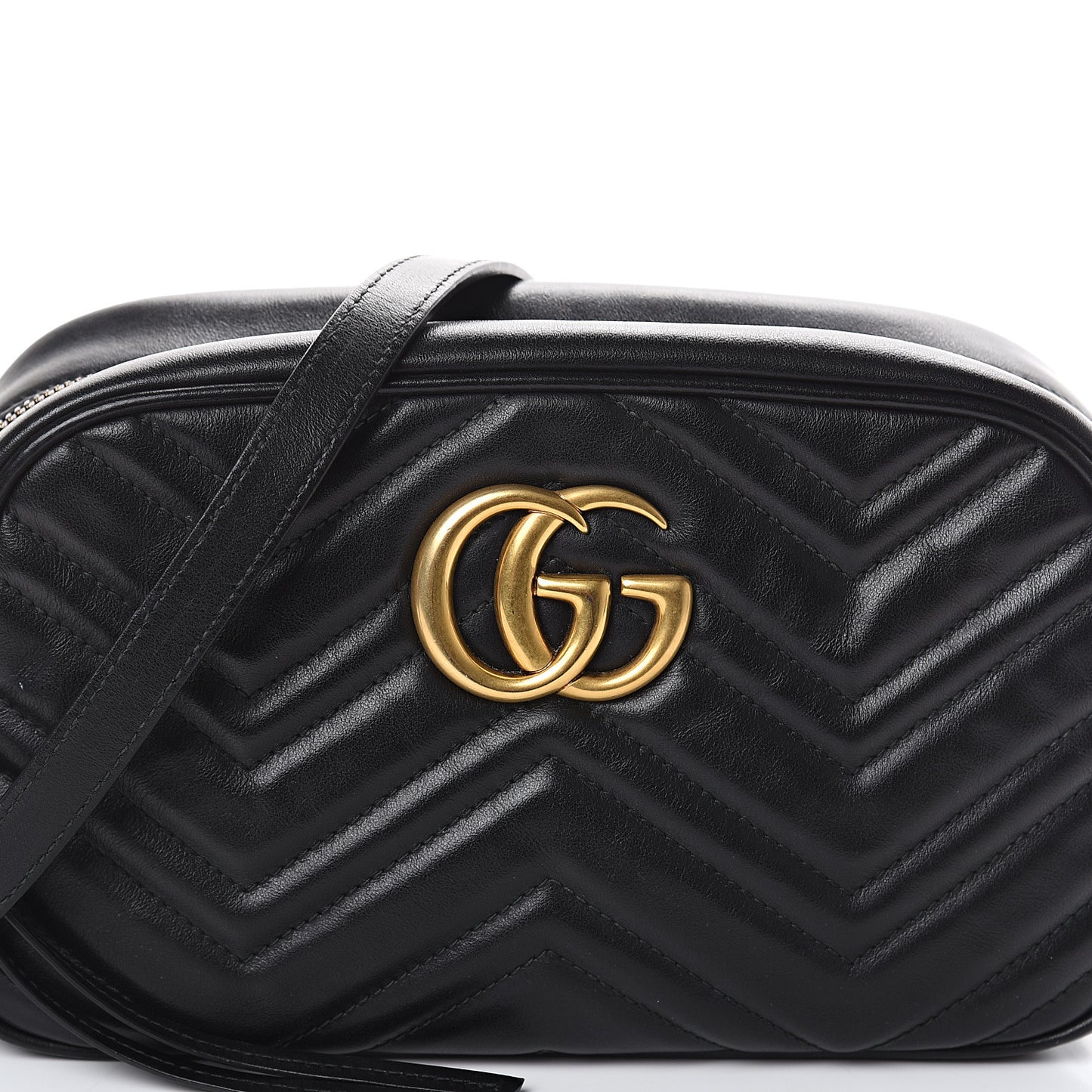 Calfskin Matelasse Small GG Marmont Chain Shoulder Bag Black