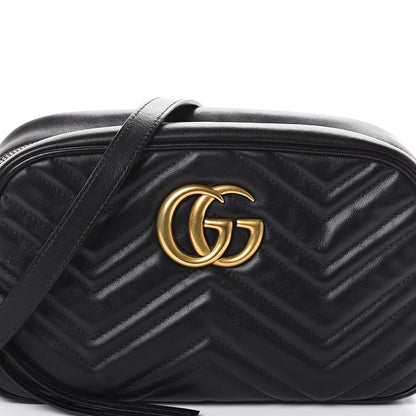 Gucci Calfskin Matelasse Small GG Marmont Chain Shoulder Bag Black 6 of 8