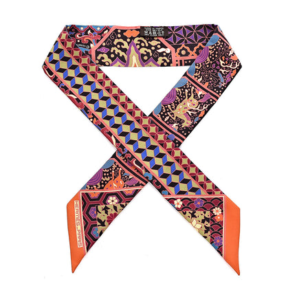 Hermes Silk Collections Imperiales Twilly Orange Fuchsia Black 1 of 5