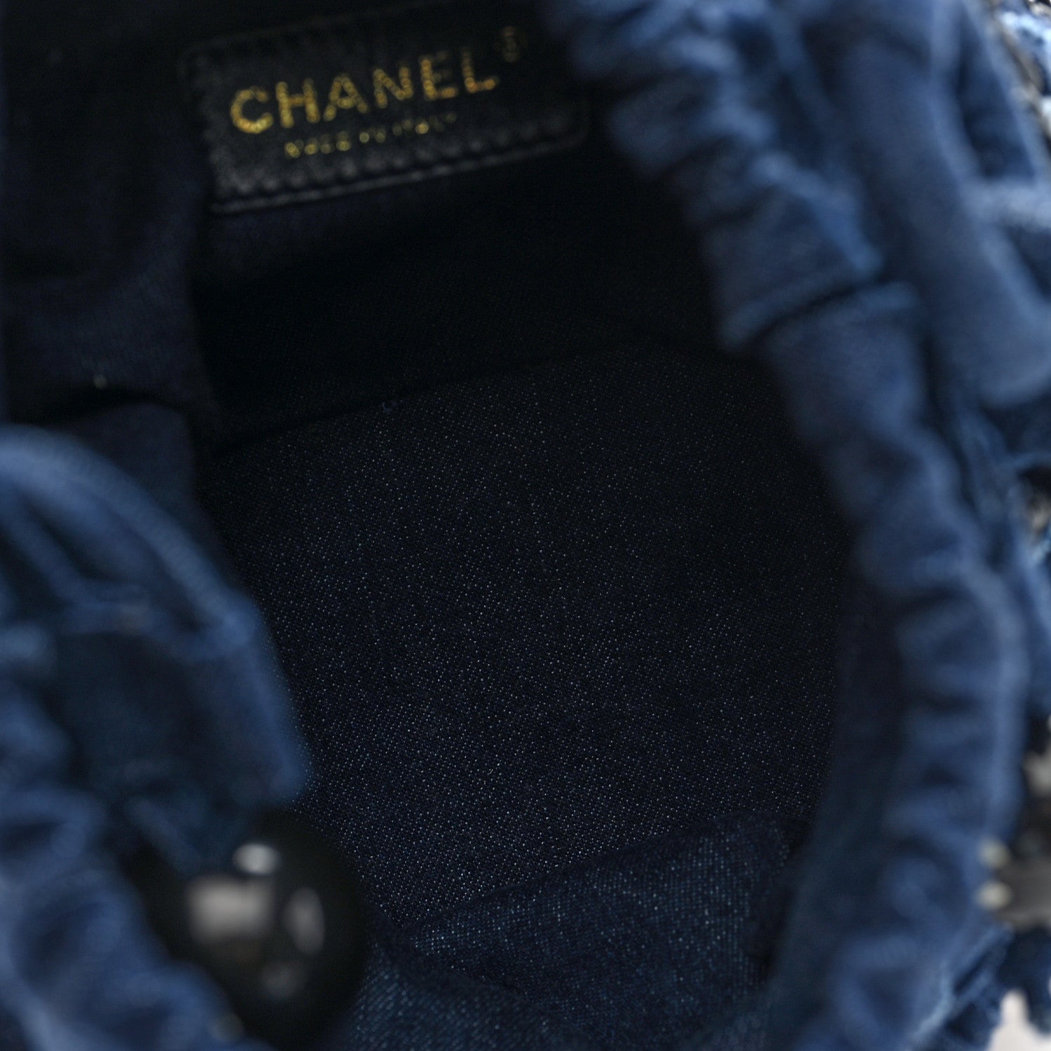 Chanel Denim Raffia Woven Bucket Bag 5 of 10