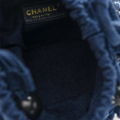 Chanel Denim Raffia Woven Bucket Bag 5 of 10