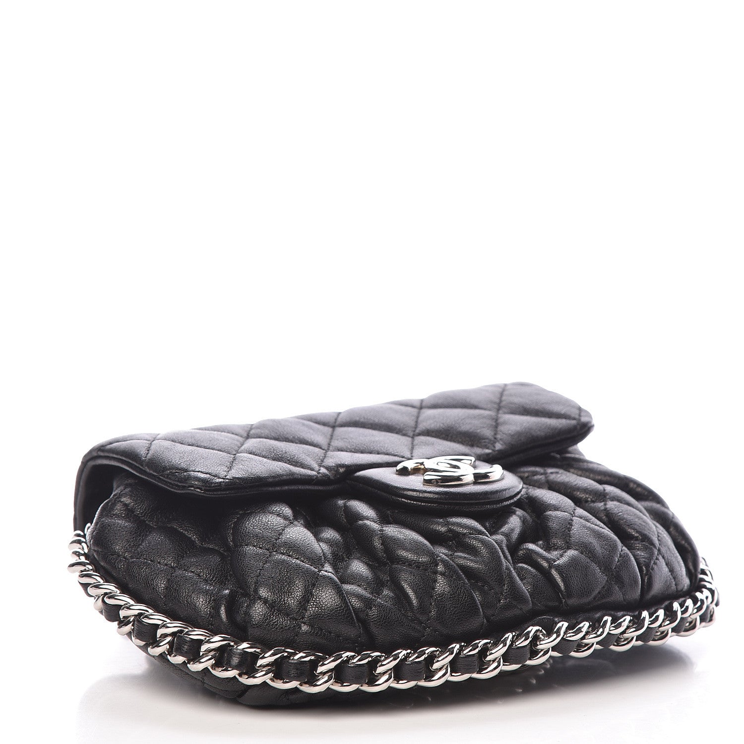 Chanel Washed Lambskin Quilted Mini Chain Around Flap Black 4 of 13