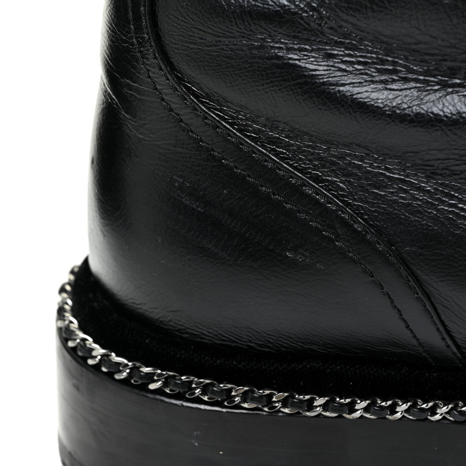 Chanel Crackled Calfskin Velvet Pearl Combat Short Boots 39 Black 13 of 19